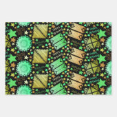 Feuille De Papier Cadeau Formes géométriques Bleu Blanc Noir (Devant 3)