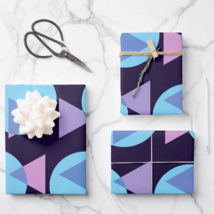 Feuille De Papier Cadeau Formes géométriques et bleues modernes et élégante