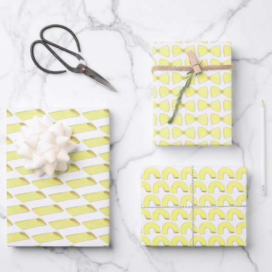 Feuille De Papier Cadeau Formes Penne Bowtie Elbow Macaroni (Recto)