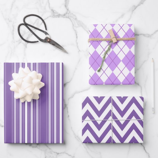 Feuille De Papier Cadeau Formes violettes (Recto)