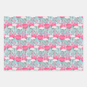 Feuille De Papier Cadeau Foule De Flamants roses Rose Et Blanc (Devant 2)