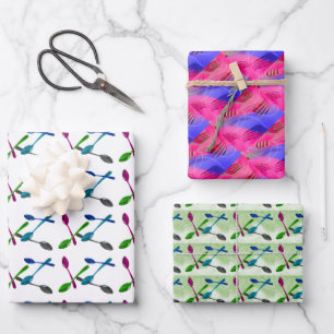 Feuille De Papier Cadeau Fourchettes et cuillères culinaires enveloppant de
