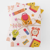 Feuille De Papier Cadeau Fournitures scolaires de dessin animé Kawaii (En situation)