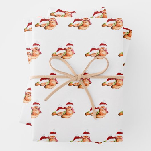 Feuille De Papier Cadeau Fox de Noël joyeux foxy vacances (En situation)