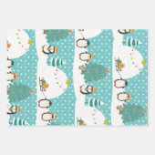 Feuille De Papier Cadeau Fox Hedgehog et Penguin Noël Motif (Devant 2)