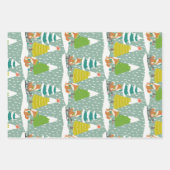 Feuille De Papier Cadeau Fox Hedgehog et Penguin Noël Motif (Devant)