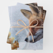 Feuille De Papier Cadeau Fox Squirrel Winter Snow Globe (En situation)