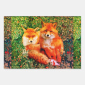 FEUILLE DE PAPIER CADEAU FOXES ROUGES PARMI LA VERDURE, LE FOLIAGE ET LES F (Devant 3)