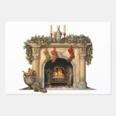 Feuille De Papier Cadeau Foyer victorien cosy Noël (Devant 2)