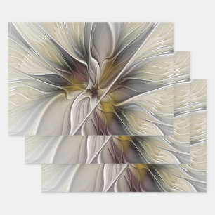 Feuille De Papier Cadeau Fractal floral, fleur de fantaisie aux couleurs de