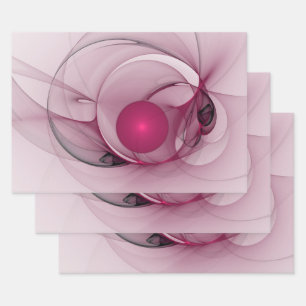 Feuille De Papier Cadeau Fractale balançante, Art Abstrait Moderne Rose Ber