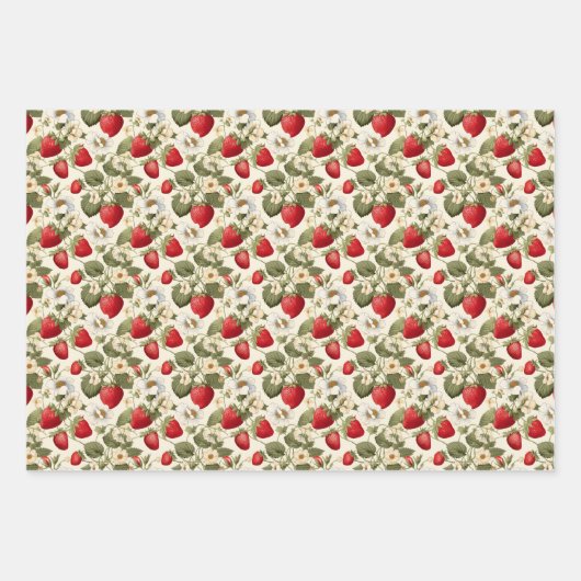 Feuille De Papier Cadeau Fraise (Devant 2)