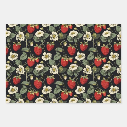 Feuille De Papier Cadeau Fraise (Devant)