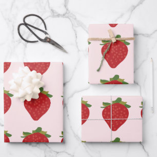 Feuille De Papier Cadeau Fraise Anniversaire Fraises d'été