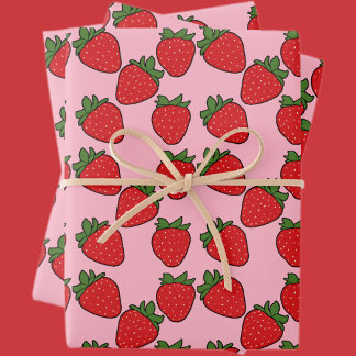 Feuille De Papier Cadeau Fraise Anniversaire Thème de fête