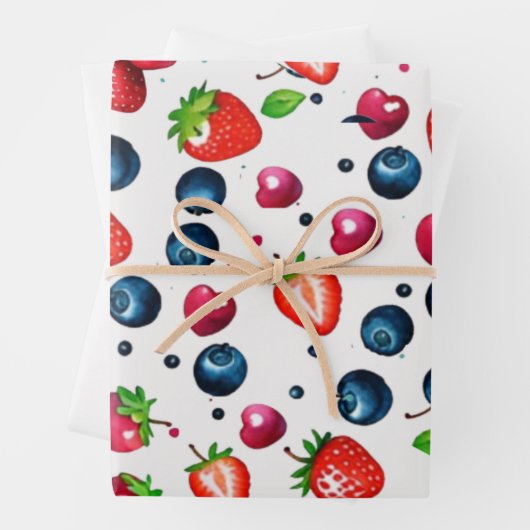 Feuille De Papier Cadeau Fraise Berry fête d'anniversaire Berry Sweet (En situation)