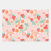 Feuille De Papier Cadeau Fraise rétro (Devant)