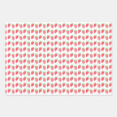 Feuille De Papier Cadeau Fraise vert Aquarelle Anniversaire (Devant 2)