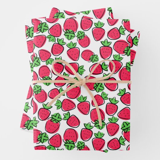 Feuille De Papier Cadeau Fraises (En situation)