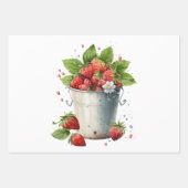 Feuille De Papier Cadeau Fraises dans un seau (Devant)