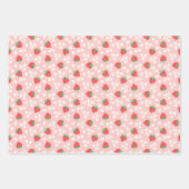 Feuille De Papier Cadeau Fraises et fleurs de mignons Motifs (Devant)