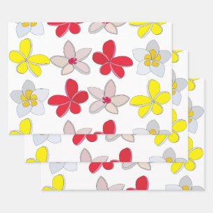Feuille De Papier Cadeau Frangipani Plumeria Fleurs colorées Floral
