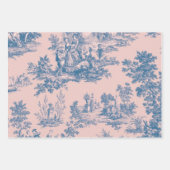 Feuille De Papier Cadeau French toile de jouy Découpage bleu et rose (Devant 3)