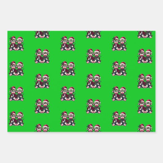 Feuille De Papier Cadeau Frères Chasseurs de singes à Noël (Devant)