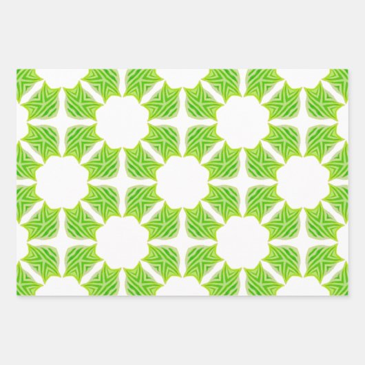 Feuille De Papier Cadeau Fresh Green Geometric Leaf Pattern Gift Wrap (Devant 3)