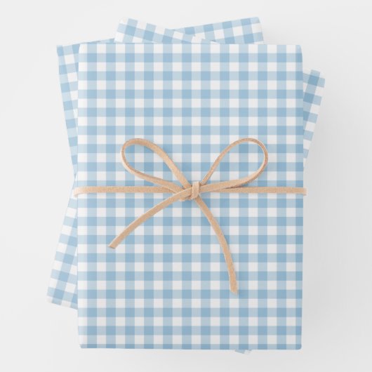 Feuille De Papier Cadeau Fresh Light Blue Gingham Check Pattern (En situation)