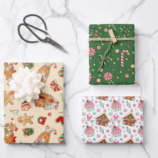 Feuille De Papier Cadeau Friandises de Noël (Recto)