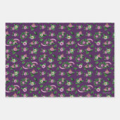 Feuille De Papier Cadeau Frida Kahlo | Purple Floral Bouquet Pattern (Devant 2)