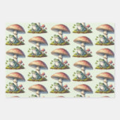 Feuille De Papier Cadeau Frog Under a Mushroom Cute Nature Pattern (Devant)