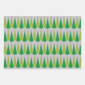 Feuille De Papier Cadeau Frontières des arbres de Noël modernes (Devant 3)