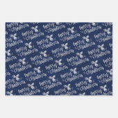 Feuille De Papier Cadeau Frost de Noël en bois bleu rustique (Devant 3)