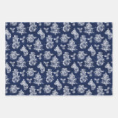 Feuille De Papier Cadeau Frost de Noël en bois bleu rustique (Devant)