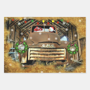 Feuille De Papier Cadeau Frosty's Vintage GMC Truck Christmas Run