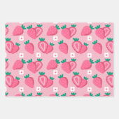 Feuille De Papier Cadeau Fruit de fraise esthétique Nourriture rose (Devant 2)