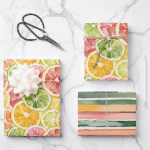 Feuille De Papier Cadeau Fruits Citron Citron Orange Shower Nuptial