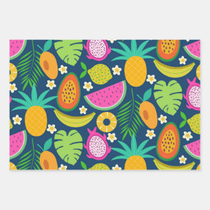 Feuille De Papier Cadeau Fruits de banane à l'ananas tropical 