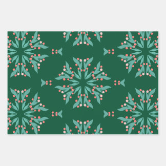 Feuille De Papier Cadeau Fruits de neige de baies rouges florales d'origine