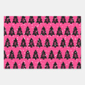 Feuille De Papier Cadeau Fuchsia et Monogramme noir (Devant)