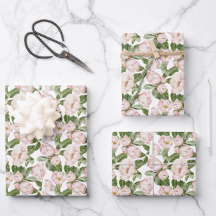 Feuille De Papier Cadeau Fuchsia Floral Vert Anniversaire Mariage