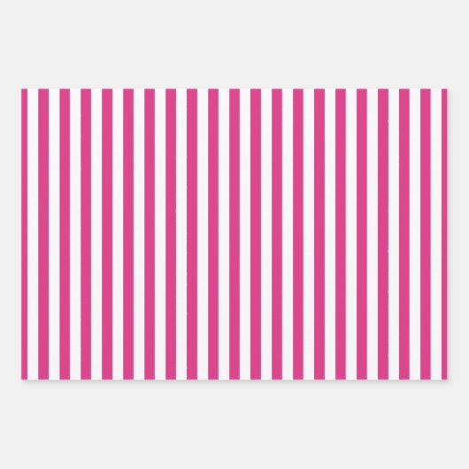 Feuille De Papier Cadeau Fuchsia White Stripes Motif géométrique (Devant)