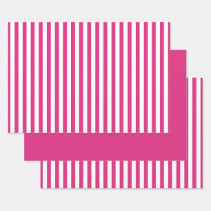 Feuille De Papier Cadeau Fuchsia White Stripes Motif géométrique