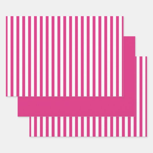 Feuille De Papier Cadeau Fuchsia White Stripes Motif géométrique (Lot)