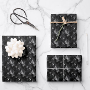 Feuille De Papier Cadeau Fumée blanche et grise sur fond noir