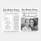 Feuille De Papier Cadeau Fun Bridesmaid Proposition Newspaper Flower Bouque (Devant)