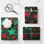 Feuille De Papier Cadeau Fun Christmas Star Trio Mix<br><div class="desc">Fun Christmas StarPrint Trio Mix Cadeau Enveloppement. Motif fou. Papiers de Noël modernes. Un mélange de papier d'emballage cadeau pour les cadeaux,  scrapbooking,  journaux,  l'artisanat ou do-it-yourself des projets de recyclage. Enveloppement rouge et vert.</div>