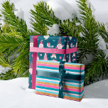 Feuille De Papier Cadeau Fun Colourful Stripe, Gnome et Kisses Christmas<br><div class="desc">Make a merry and bright statement with happy thoughts and a positive outlook this Christmas season with our fun, colorful and sparkling gnomes gnomes Christmas collection. Capture the joy of the season with a funny non traditionnelle Christmas twist. Our Bright cheery colors with neon pinks, bright teals, and fun faux...</div>
